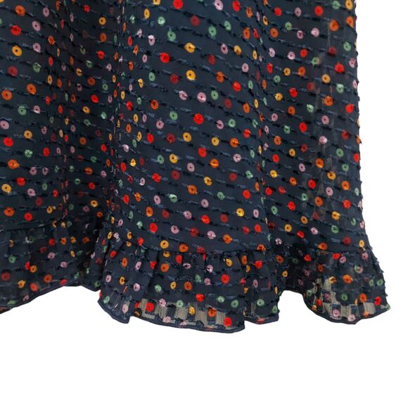 Madewell Dress Womens 6 Blue Flutter-Sleeve Ruffle-Hem V-Neck Lined Dots Print - Picture 13 of 13